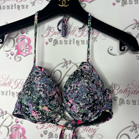 Victoria secret bathing suit bikini top splattered neon colored rainbow 🌈 swim - Picture 10 of 10